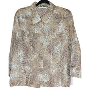 Erin London Sheer Mesh Blazer With Leopard Print Design Women's XL Linen Blend